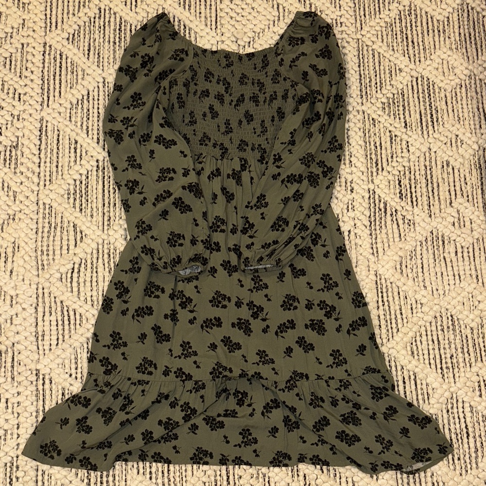 GAP Olive and Charcoal Smocked Top